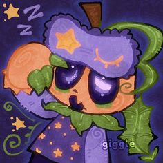 The character Gourdy from Dandy's world, in his Midnight Sleeper skin.